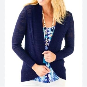 Lilly Pulitzer Amalie Open Cardigan Sweater Navy Blue. Size XS